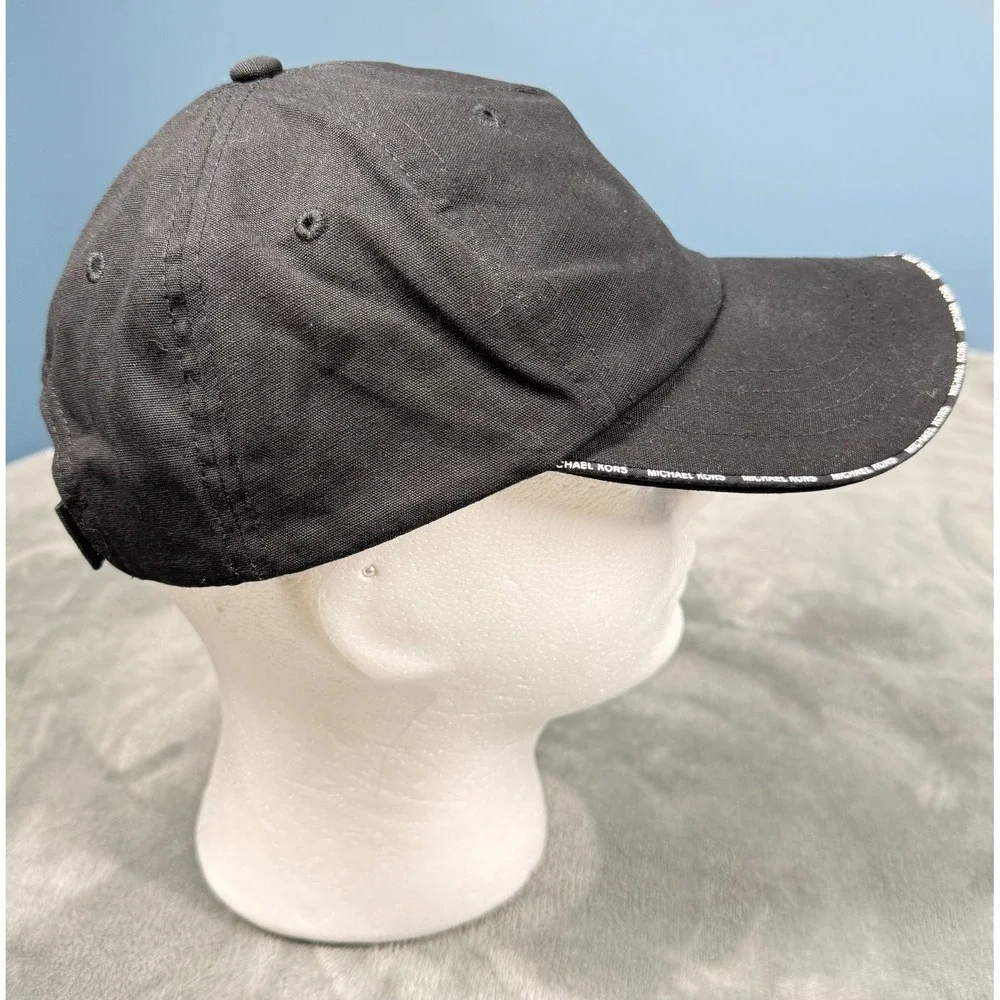 Michael Kors Baseball Cap Adjustable Black Logo Strap Trim Hat